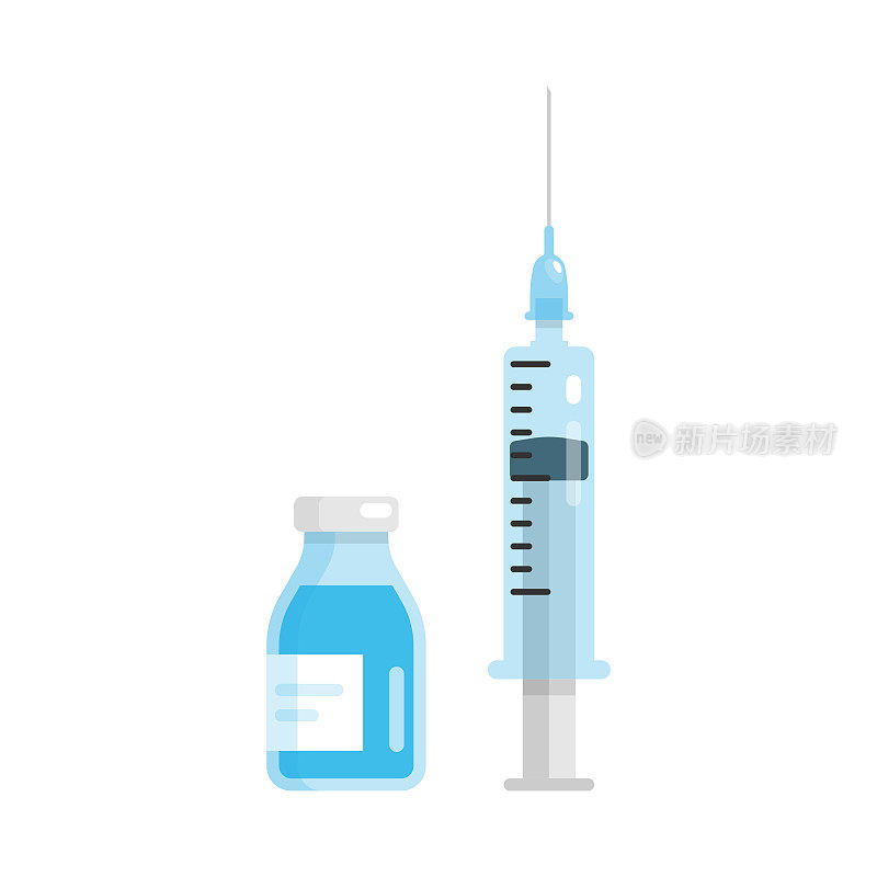 疫苗和注射器图标。