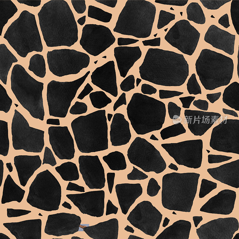 黑色长颈鹿斑点水彩无缝图案