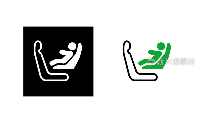 汽车婴儿座椅的使用方向。汽车儿童同位座位图标。