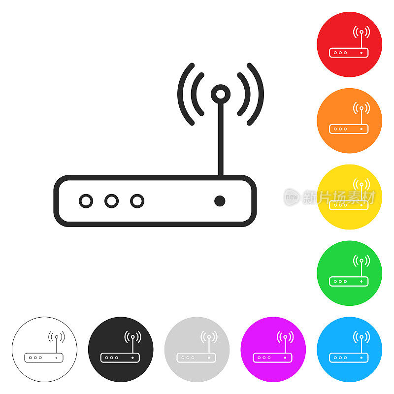 无线路由器。彩色按钮上的图标