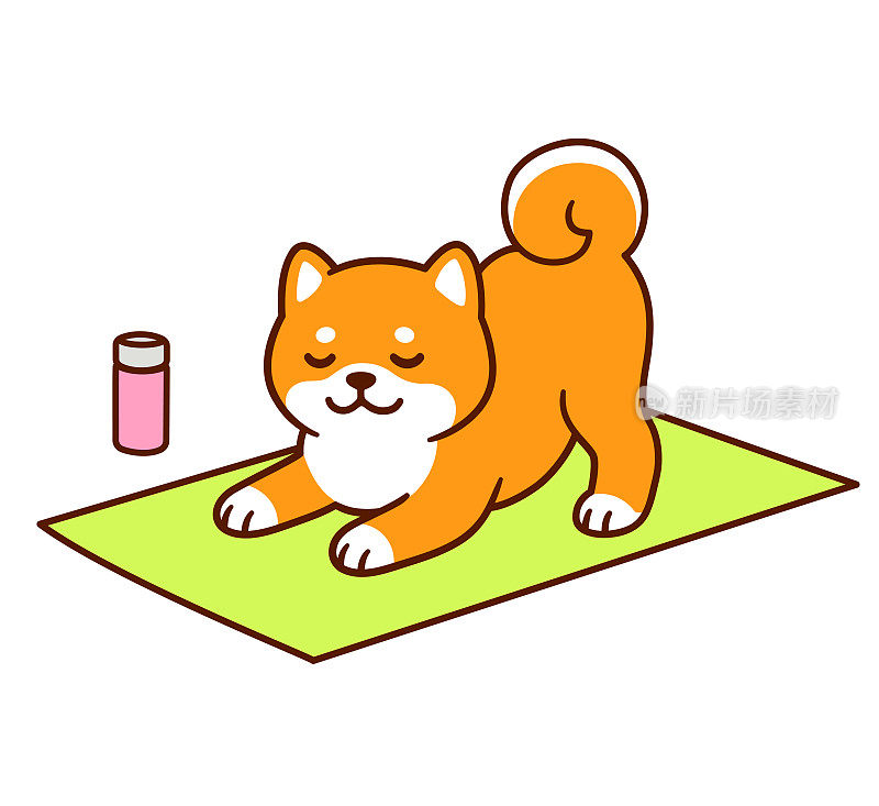 可爱的卡通瑜伽柴犬
