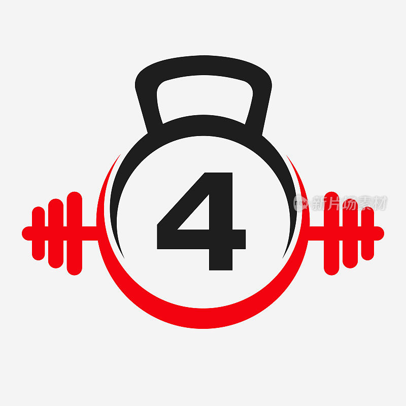 字母4健身标志设计。运动健身房标志图标设计矢量模板