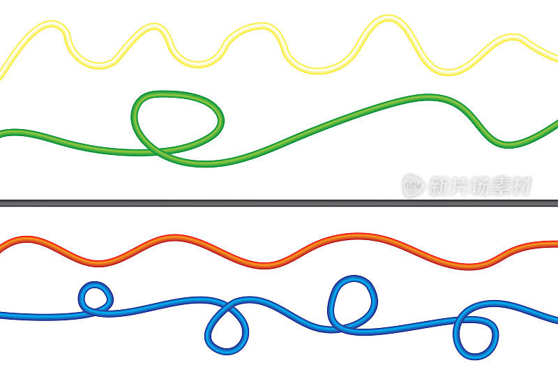 彩色绳套。彩色绳套。彩色的绳子。矢量插图。