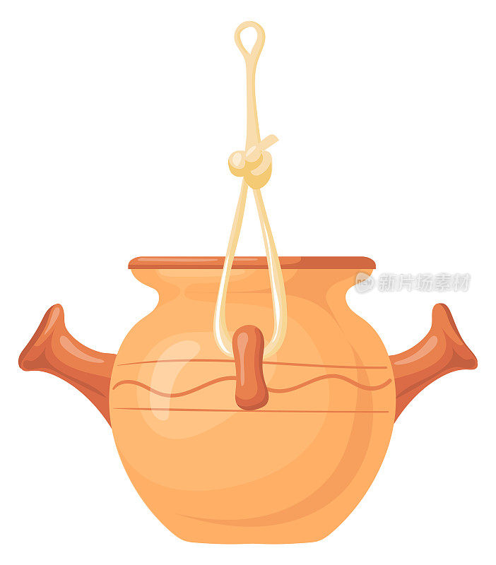悬挂陶瓷锅。工艺厨房用具图标