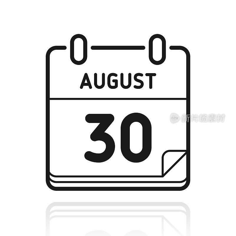 8月30日。白色背景上反射的图标