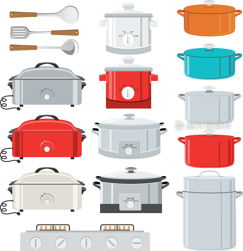 一套烹饪锅,慢炖锅,瓦罐,荷兰烤箱