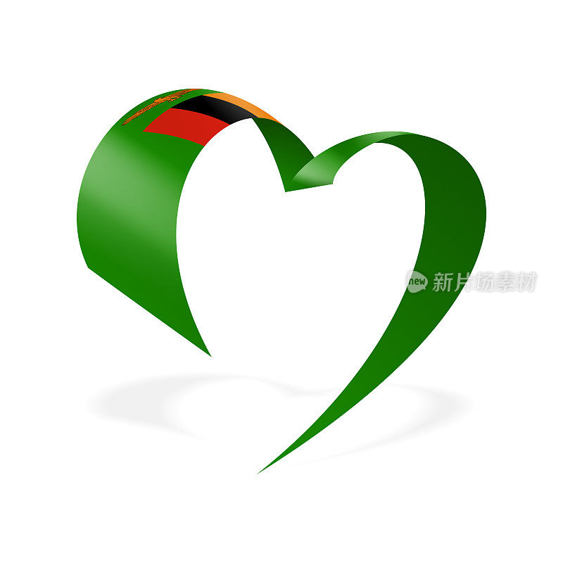 赞比亚――心带旗。赞比亚心形国旗。股票矢量图