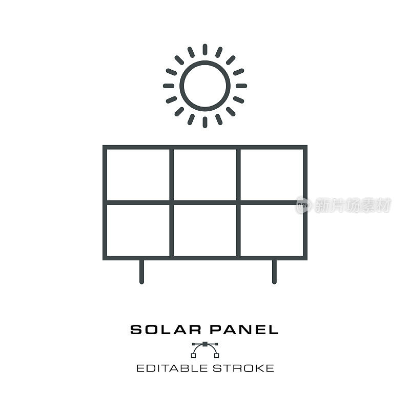 太阳能面板图标-可编辑笔画