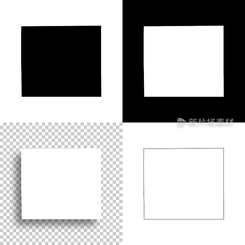 堪萨斯州的科曼奇县。设计地图。空白，白色和黑色背景