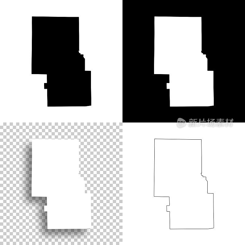 里奇兰县，俄亥俄州。设计地图。空白，白色和黑色背景
