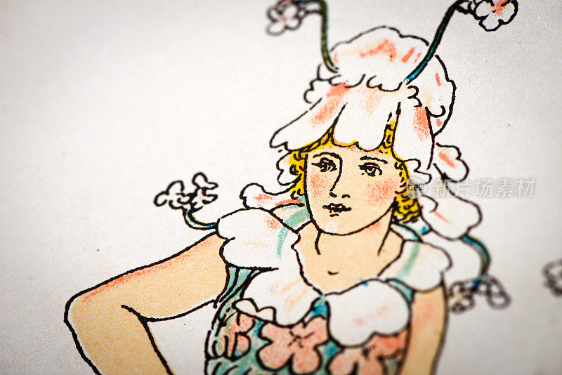古色古香的人性化花卉和植物插图:淑女裙