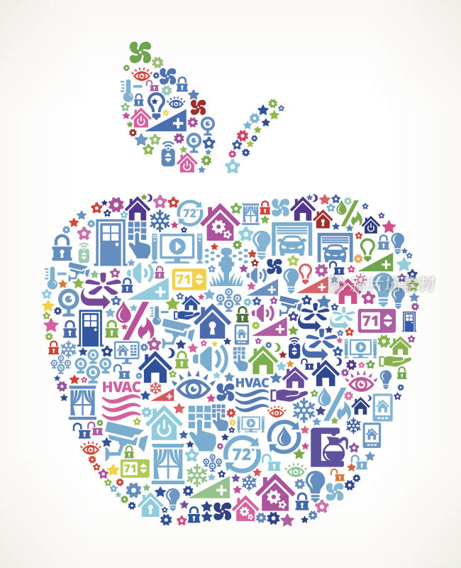 苹果在家庭自动化和安全矢量背景