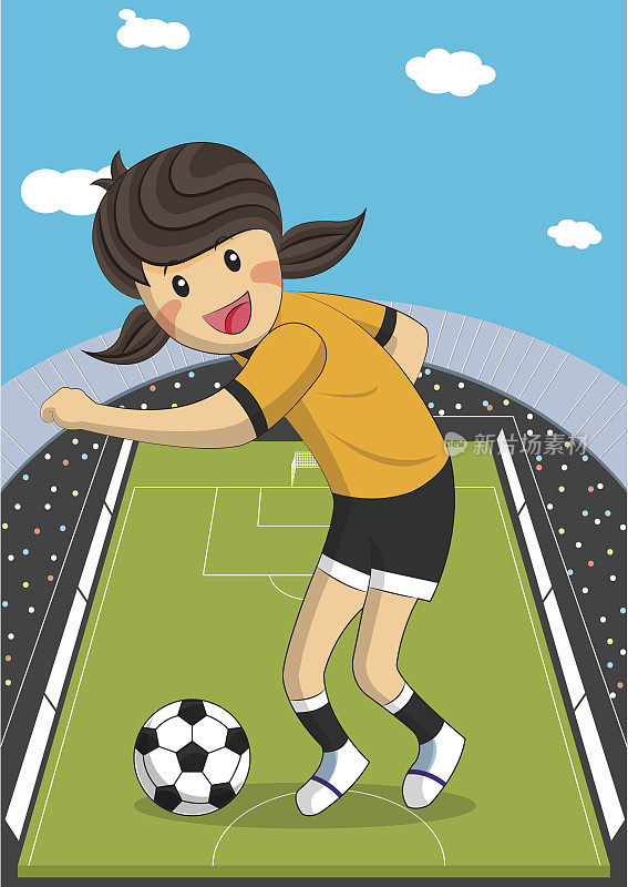 一个女足球运动员的插图