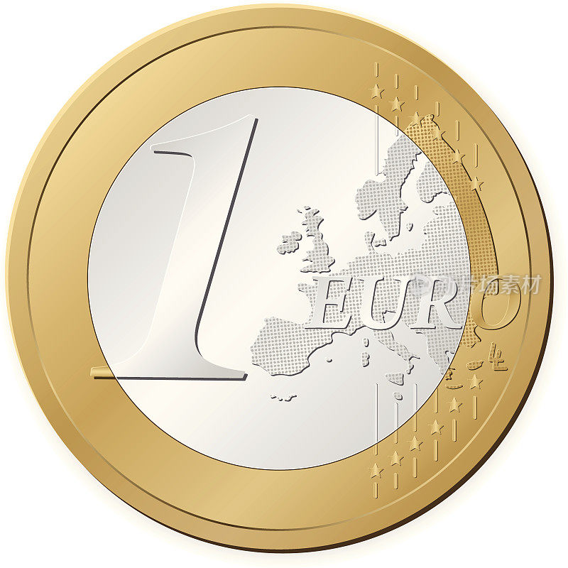 一个孤立的图像一欧元硬币在一个白色的背景