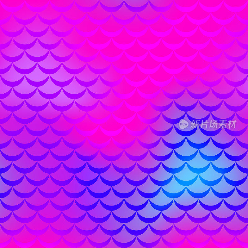 粉红蓝色的美人鱼矢量背景。电动彩虹色的背景。