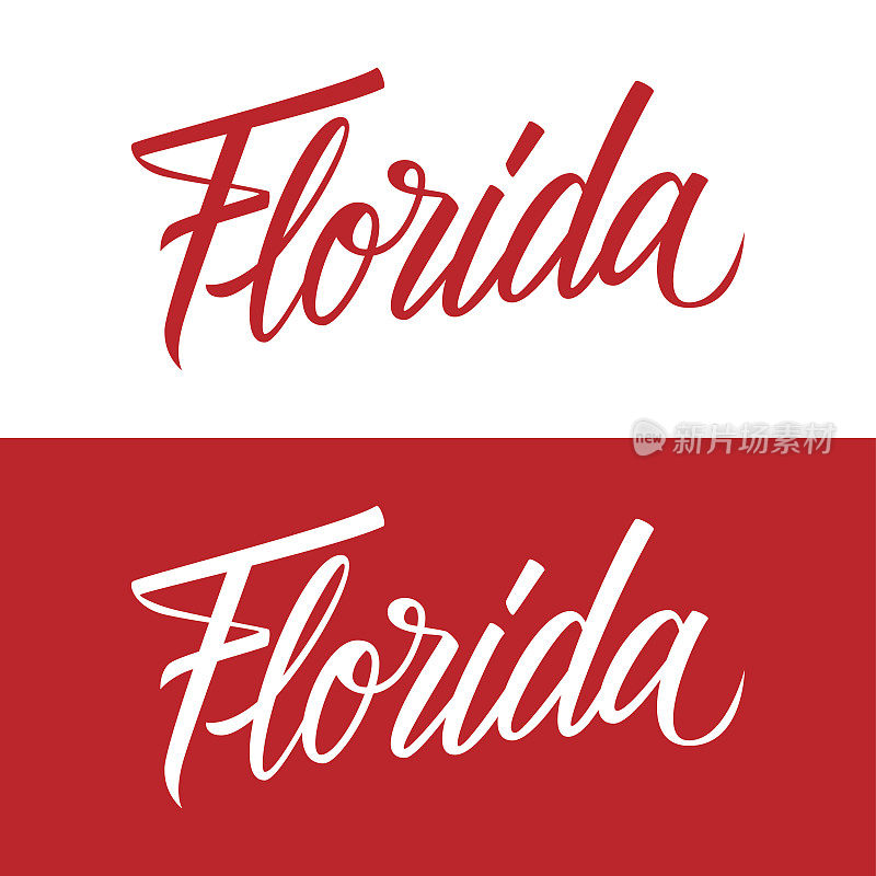 手写的美国州名佛罗里达。书法元素为您的设计。