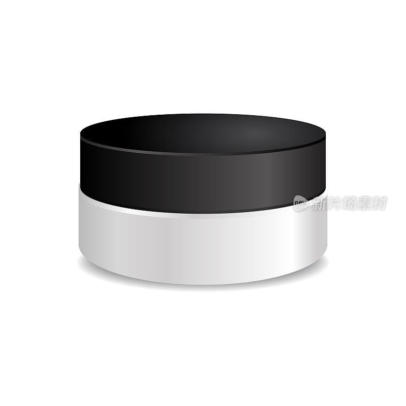 白色圆盒与圆形黑帽。矢量包装模拟模板。模拟你的设计