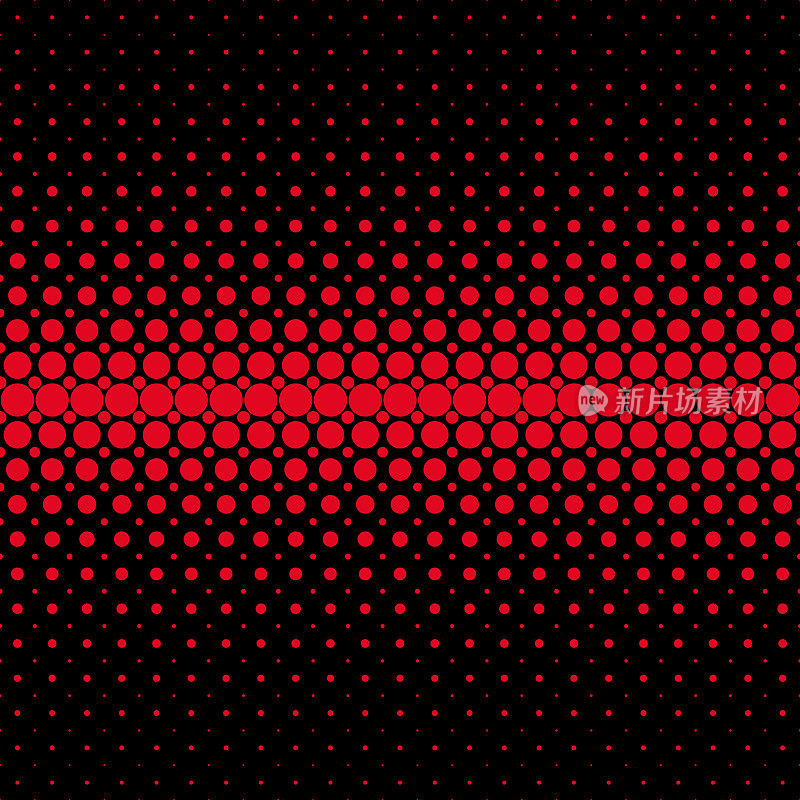 抽象的半色调网点模式背景-向量图形从红圈上的黑色背景