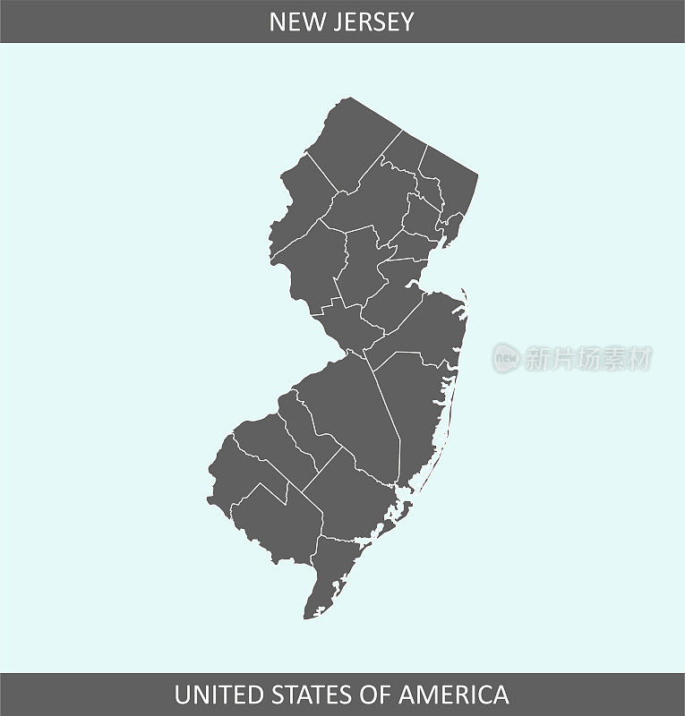 新泽西县空白地图