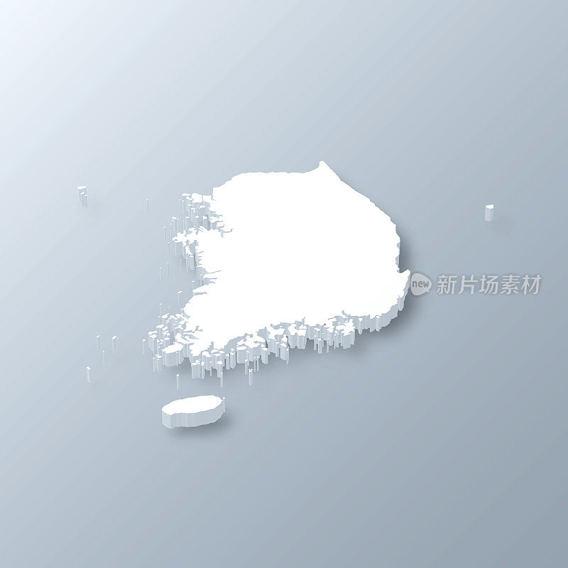 韩国南部3D地图上的灰色背景