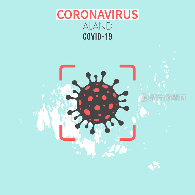 红色取景器显示的冠状病毒细胞(COVID-19)地图