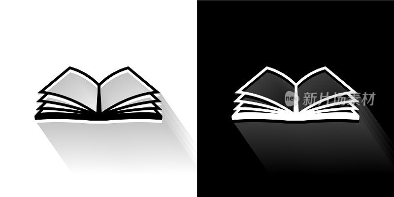 书黑色和白色图标与长影子