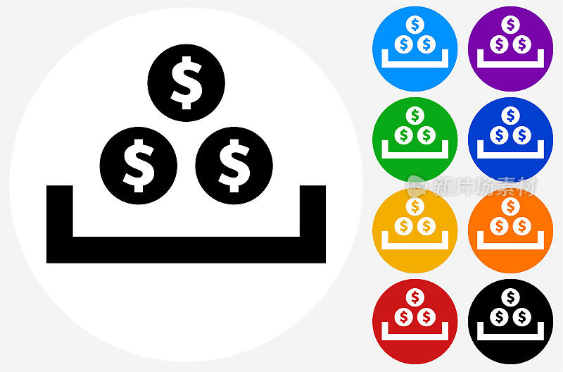 储蓄托盘与金钱图标