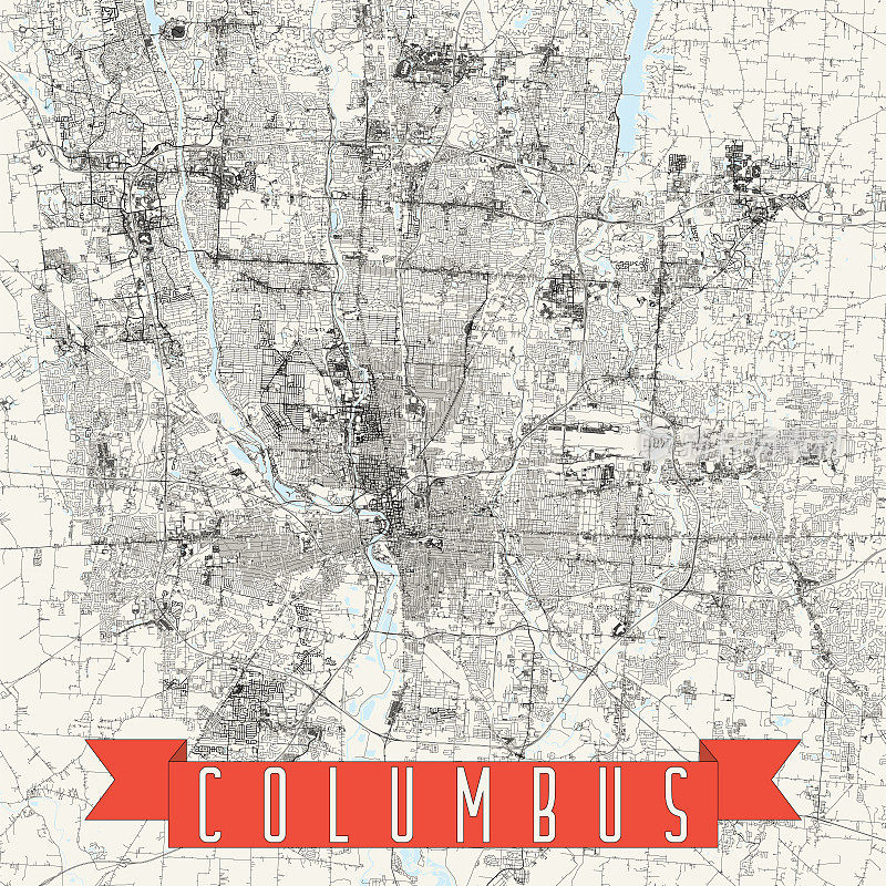 哥伦布，俄亥俄州矢量地图