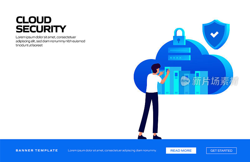 云安全概念矢量插图网站横幅，广告和营销材料，在线广告，业务演示等。