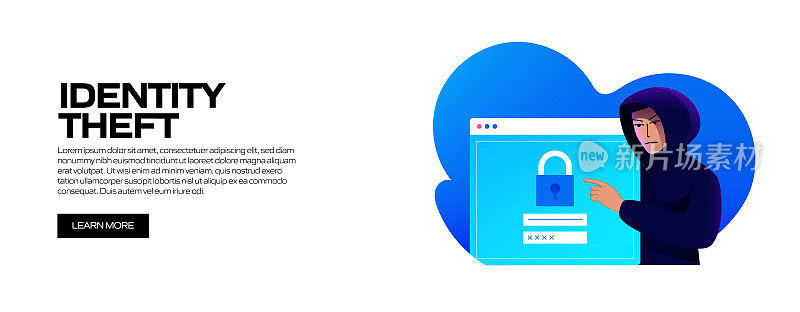 身份盗窃概念矢量说明网站横幅，广告和营销材料，在线广告，业务演示等。