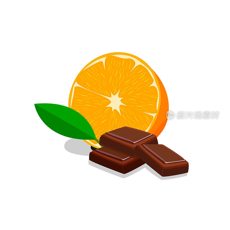 切片橙色与巧克力矢量插图