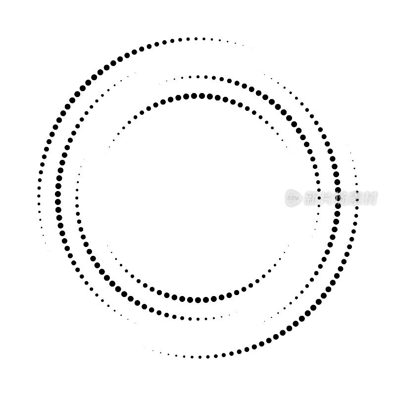 漩涡形状由圆点的圆形图案利用大小衰减而成。一些轨道。