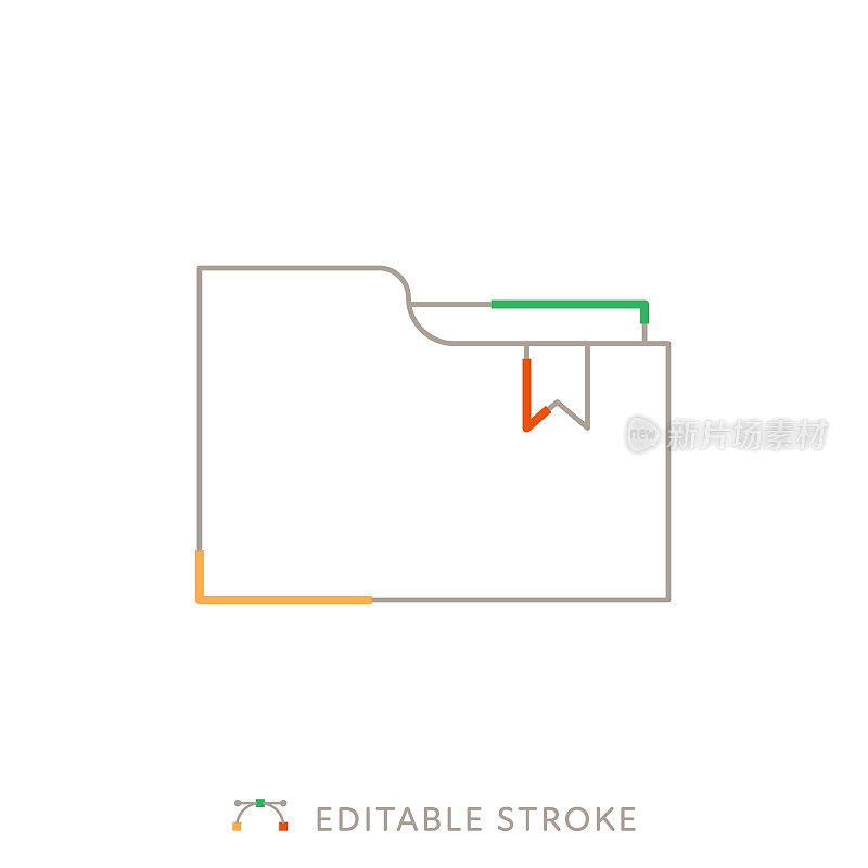 带有可编辑笔触的文件夹多色线图标