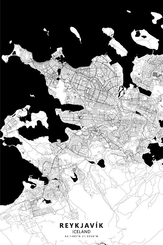 冰岛雷克雅未克矢量地图