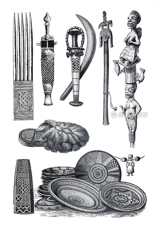 复古非洲传统文化复古或复古插画。部落艺术。传统符号