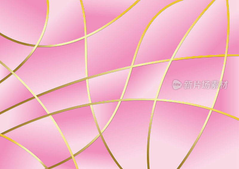 奢华的金色曲线在粉红色的抽象背景
