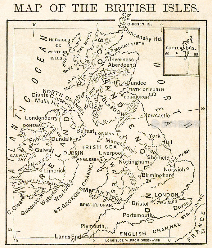 不列颠群岛地图1876年