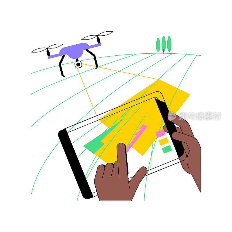 航空图像无人机孤立卡通矢量插图。