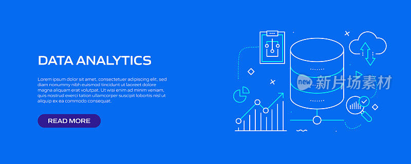 数据分析相关的线风格横幅设计网页，标题，宣传册，年度报告和书籍封面