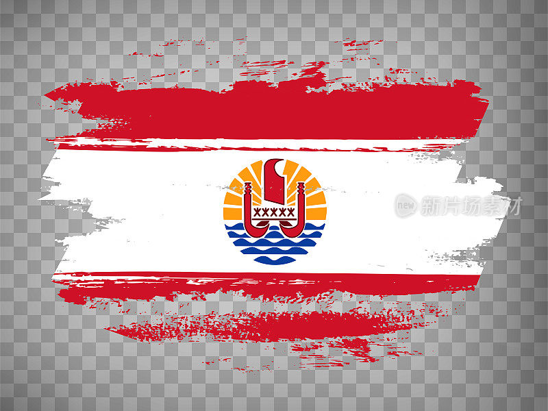 法属波利尼西亚的旗帜笔触背景。旗帜法属波利尼西亚的透明背景为您的设计，应用程序，UI。股票向量。EPS10。