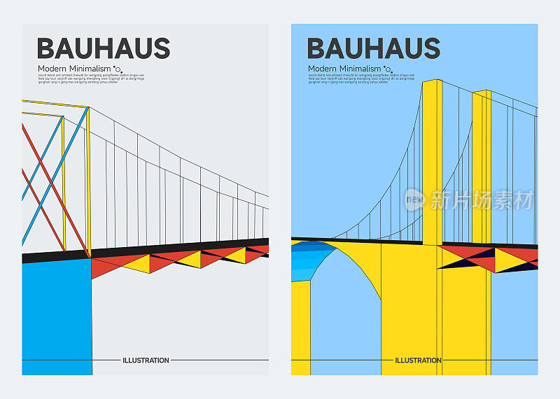 包豪斯风格的现代建筑结构极简主义封面设计集