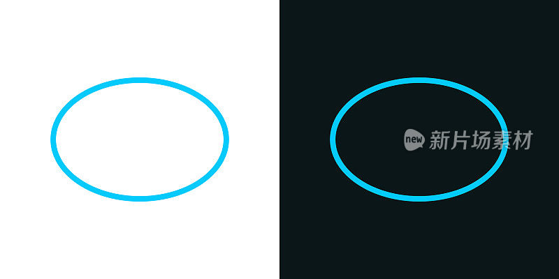 椭圆形。黑色或白色背景上的双色线条图标-可编辑笔触