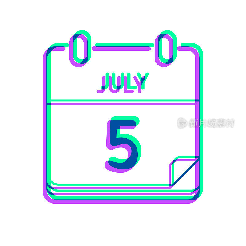 7月5日。图标与两种颜色叠加在白色背景上