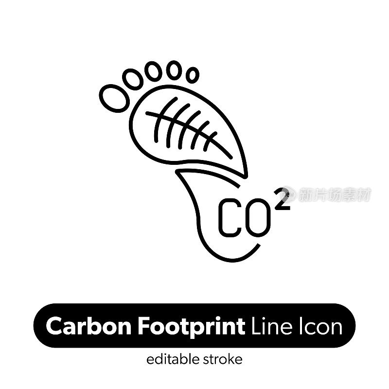 碳足迹线图标。可编辑的描边矢量图标。