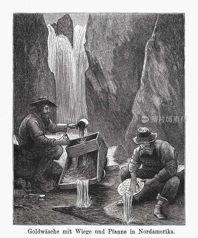 北美淘金，木版，1894年出版