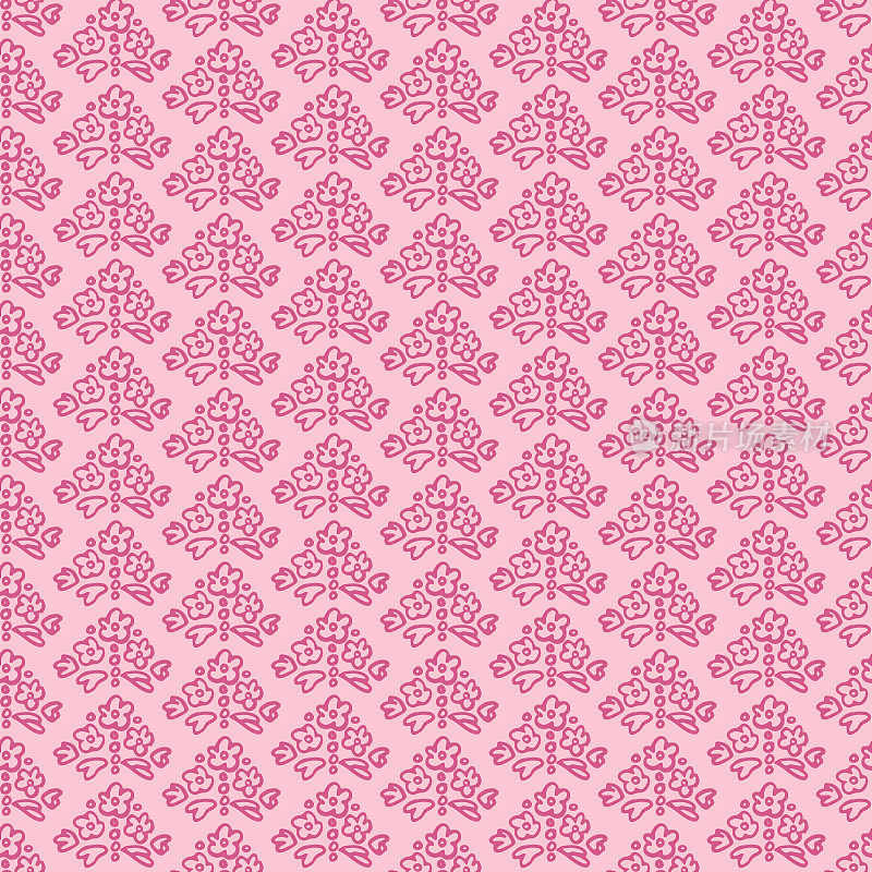 复古花涂鸦无缝图案