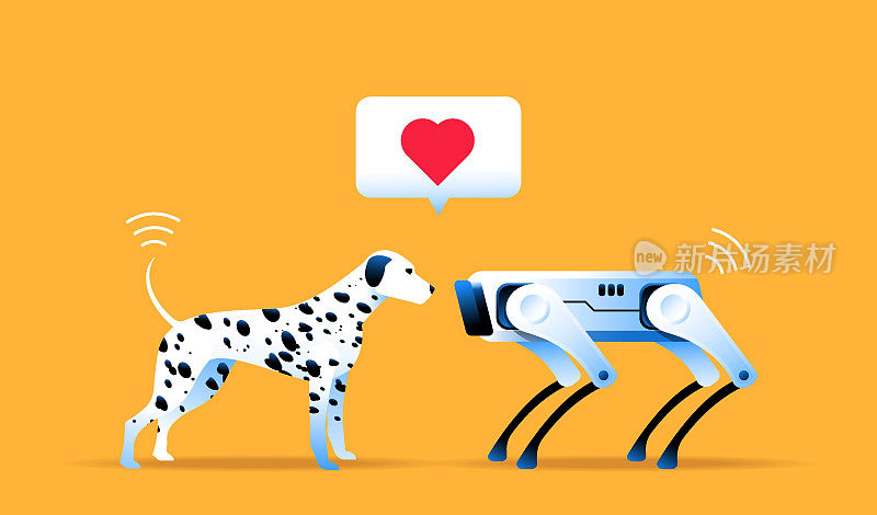 狗和机器狗坠入爱河的有趣插图