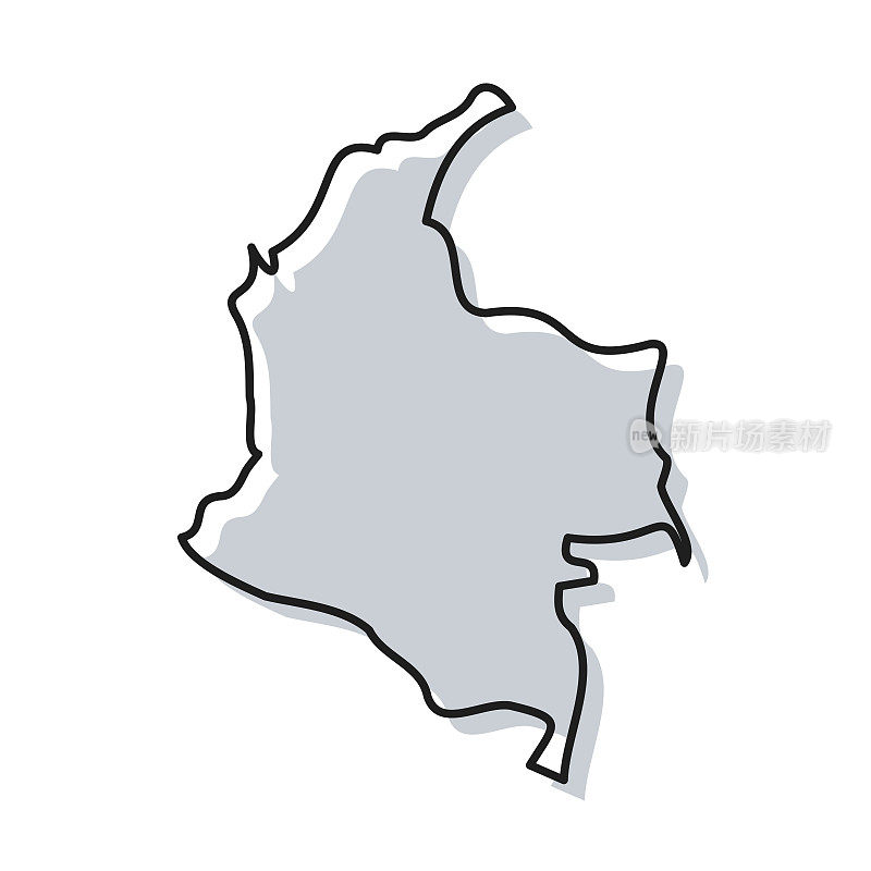 哥伦比亚地图手绘在白色背景-时尚的设计