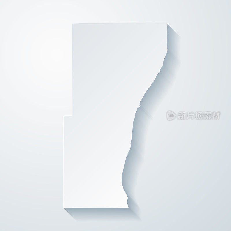 奥佐基县，威斯康星州。地图与剪纸效果的空白背景