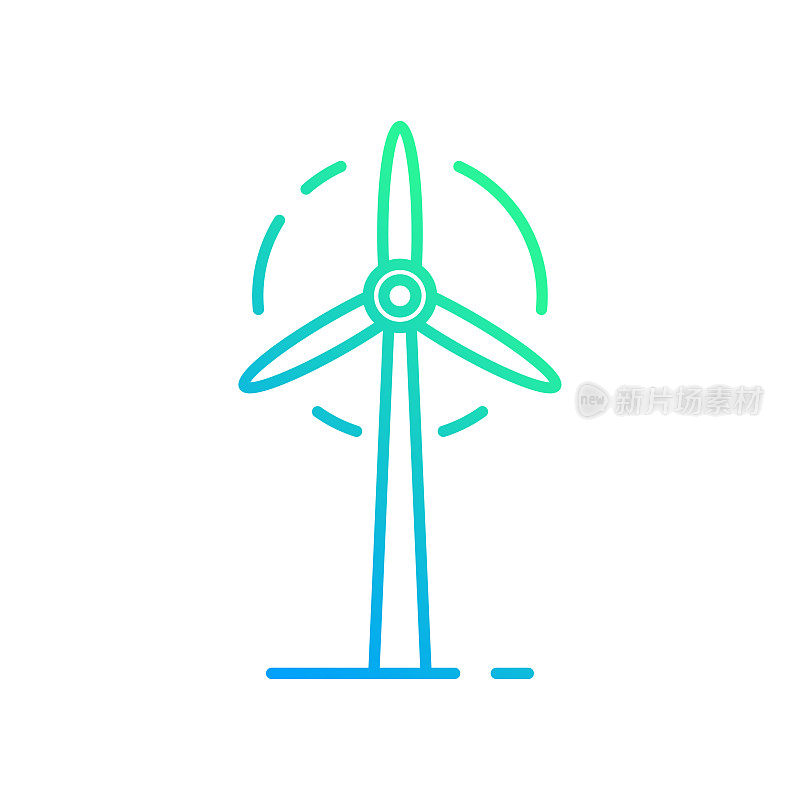 风力涡轮机梯度线图标。Icon适用于网页设计、移动应用、UI、UX和GUI设计。